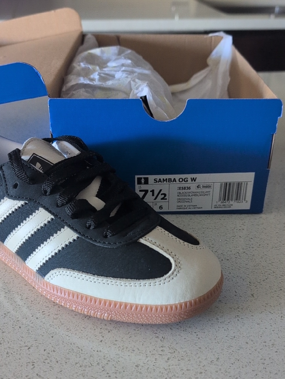 Adidas Women's Samba OG Sneakers in Black, White & Gum